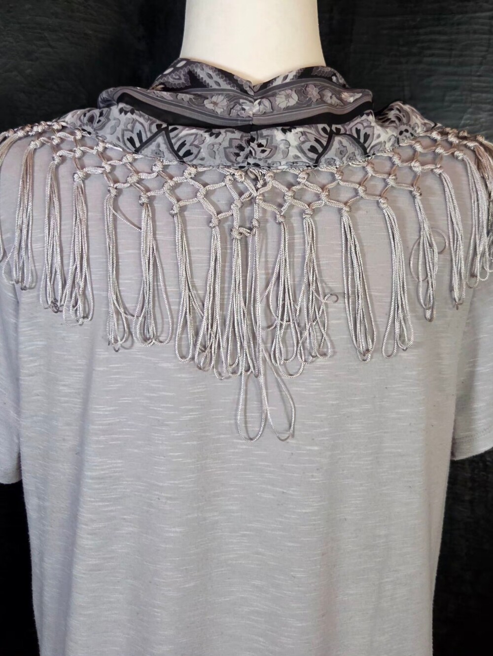 One World Live & Let Live Gray Space Dye Scarf Top Set M - Picture 11 of 16